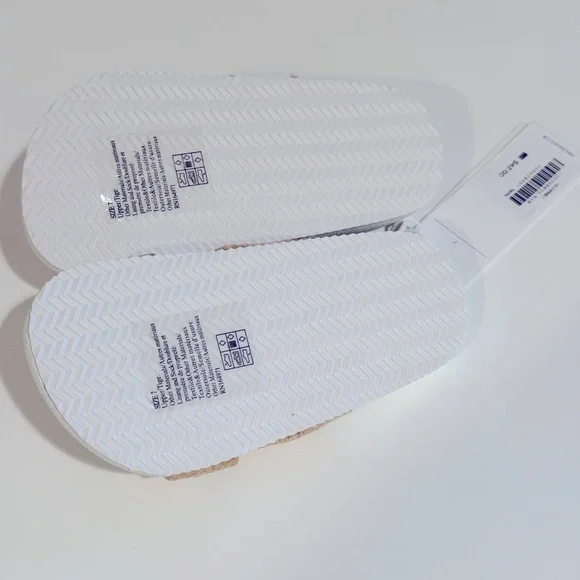 Janie and Jack Kids Sandals - Tan and White Woven Pool Slide - Picture 3 of 3